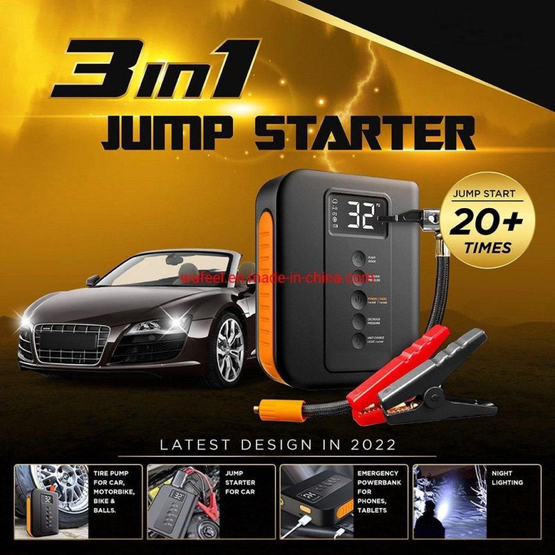 Jump Starter Air Compressor, 8800mAh Emergency Power Bank, 12V Car Battery Charger Starter