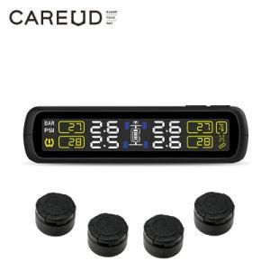 Car Solar TPMS Wireless Tire Pressure Monitoring Alarm System LCD Color Display 4 External / Internal Sensors