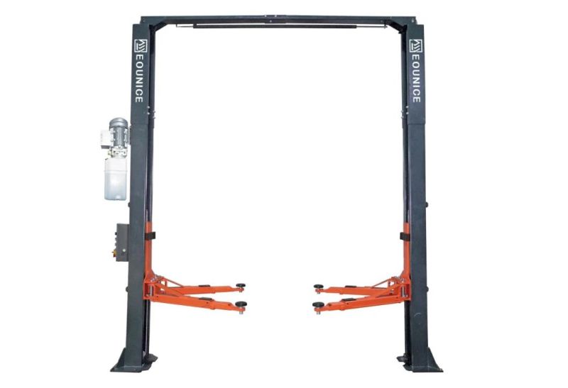 on-7214e/4.5 Clearfloor 2 Post Lift- Electrical Release and Dual Chain Drive Cylinders.