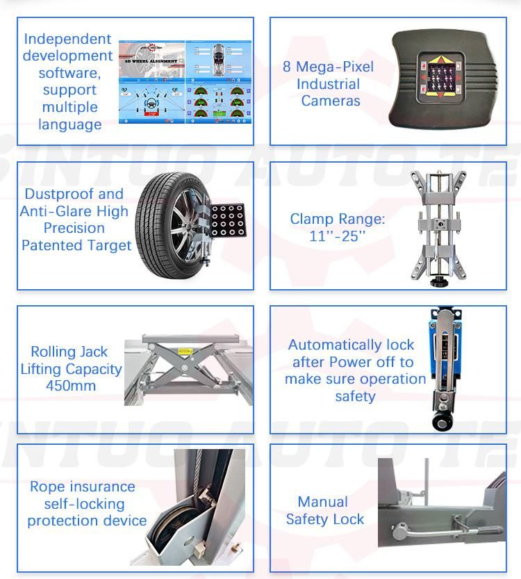 Hot Sale Jintuo Tire Repair Shop Launch Wheel Aligner Price with Car Lift