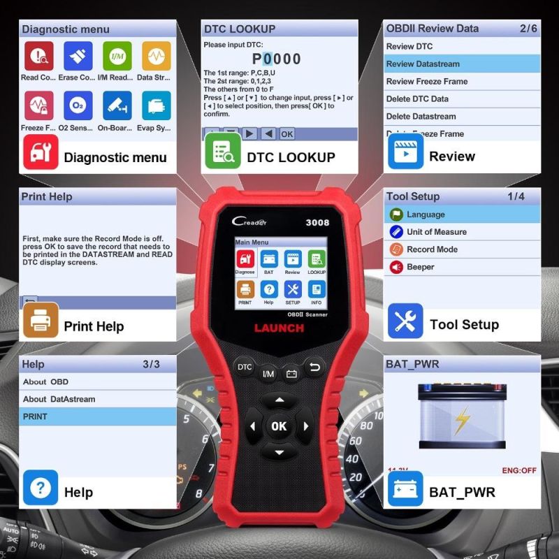 Engine Tester Auto Diagnostic Scanner Launch CR3008 Full OBDII Functions