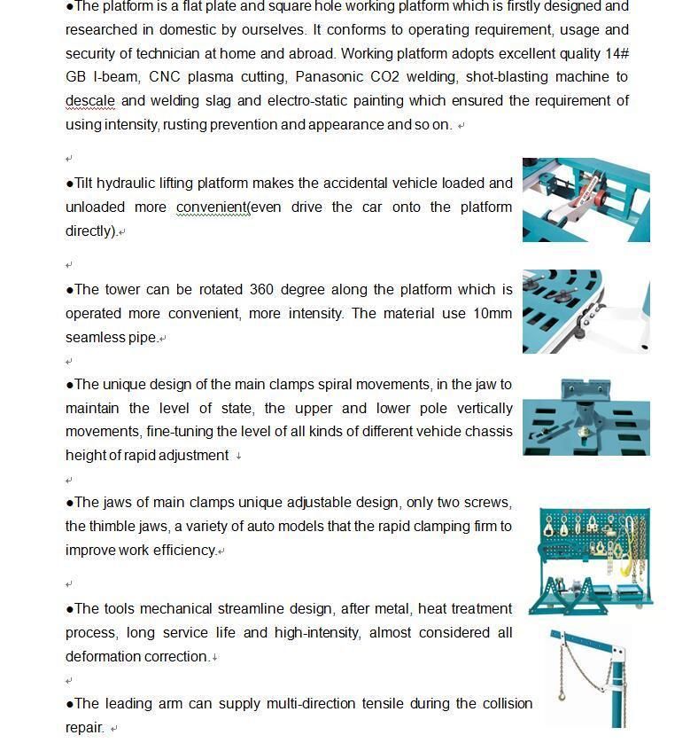 2017 Ce Proved Height Fixed Hydraulic Rack Frame Machine Auto Body