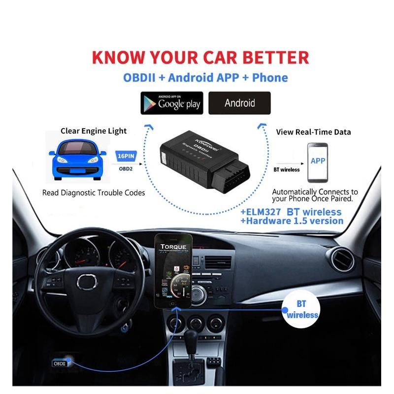 Konnwei 910 Auto Diagnostic Tool Universal with Bluetooth Logo OBD2 Suitable for 12V Vehicles