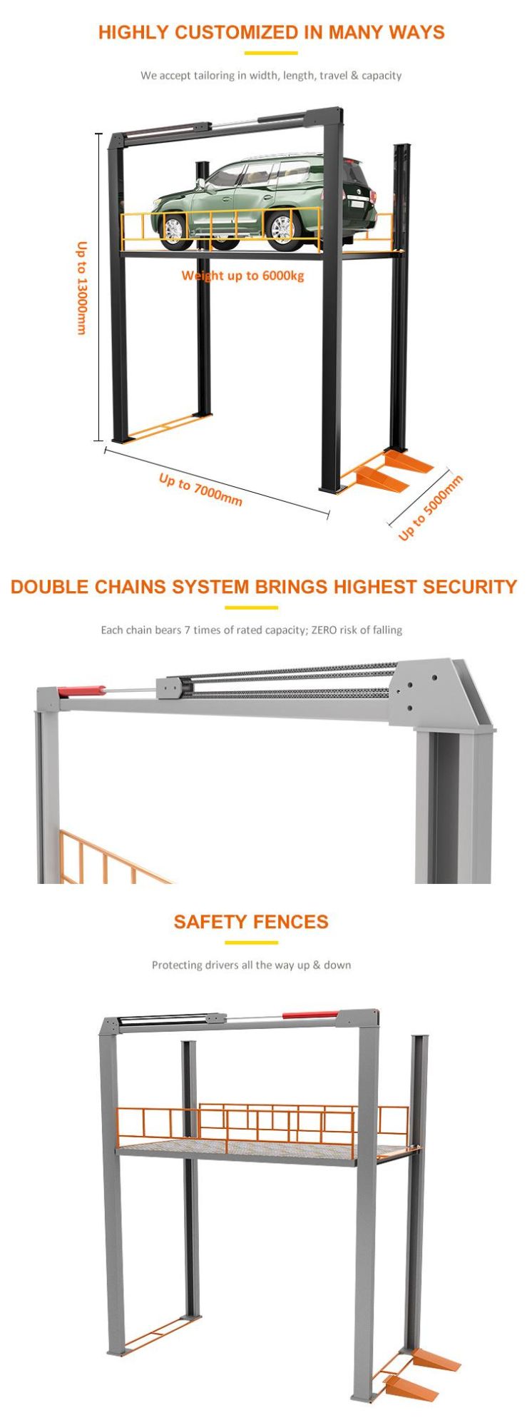 Vehicle Parking Lifter Hydraulic Elevator Platform 4 Post Car Lift