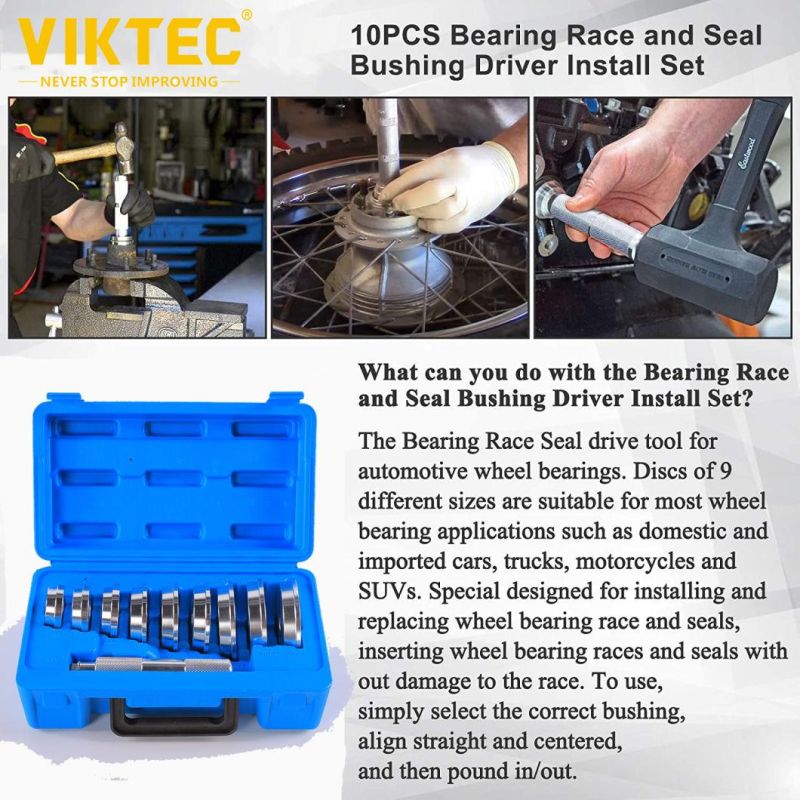Viktec Car Repair Automotive Tool 10PC Bearing Race and Seal Driver Set (VT1019A)