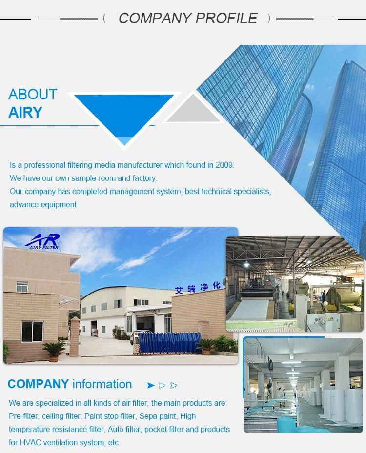 Airy ISO9001: 2008 Authentication Spray Booth Paint Mist Arrestor Filter