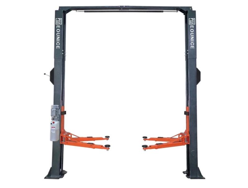 on-7214dt/4.5 Clearfloor 2 Post Lifts -One Side Manual Release and Dual Direct Drive Cylinders.
