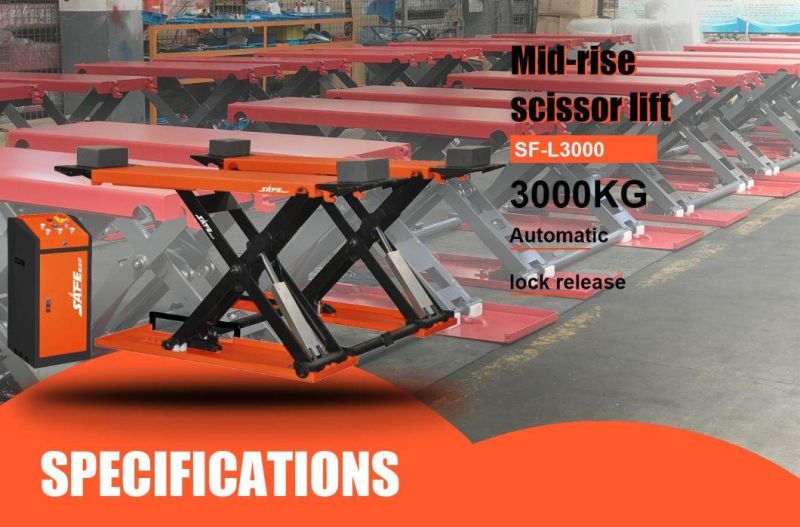 Electric Release Hydraulic MID Rise Scissor Car Lift for Car