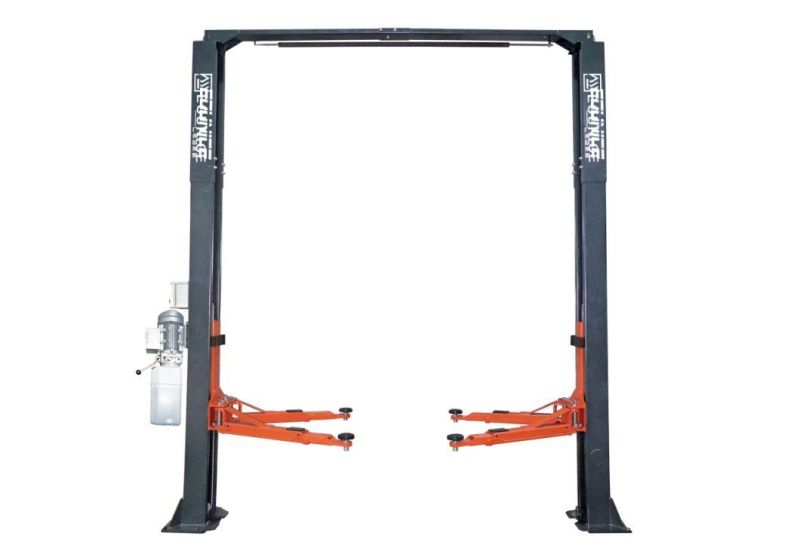 on-7214/4.5 Clearfloor 2 Post Lifts Two Side Manual Release and Dual Chain Drive Cylinders.