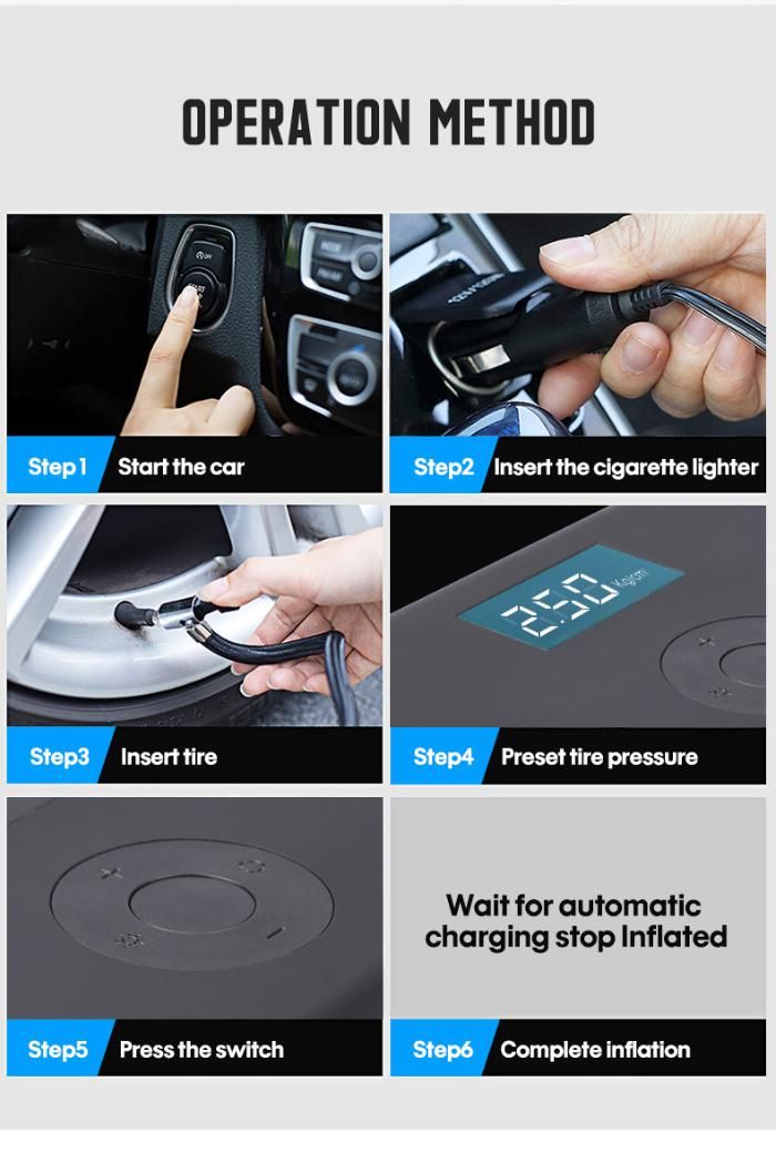 150psi Portable Auto Exterior Accessories Tyre Inflator LED Digital Lighting for Electric Balloon Car Air Pump