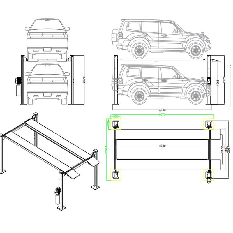 Garage/Home Double/Two Level/Layer Four Post Hydraulic Car Parking Lift/Hoist/Elevator