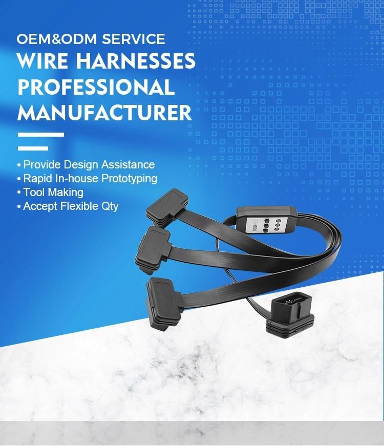 Flexible Flat Obdii-16pin M to One Drag Three Obdii Female with Power Control Switch.
