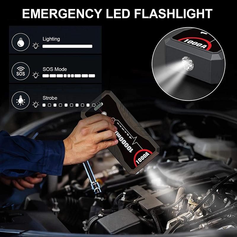 800A Peak Lithium Portable Vehicle Battery Pack Jumper Box Car Jump Starter