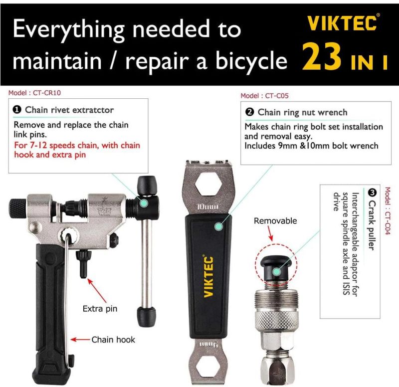 Viktec Mountain/Road Bike Maintenance Tool Set 23PC Bike Repair Tool Kit Bicycle Tool