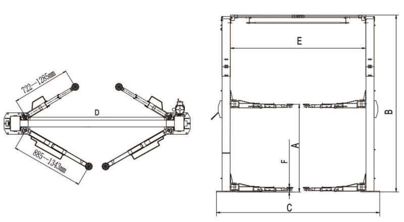 High Strength Reliable Planer-Type 2 Columns Vehicle Lift (209C)