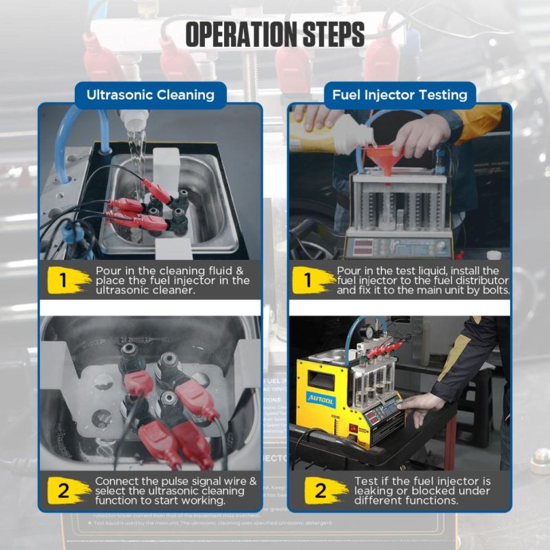 Autool CT160 220V/110V 4-Cylinderscar Fuel Injector Flushing Nozzles Fuel Injector Tester Ultrasound Heating Cleaning Injectors Motorcycle