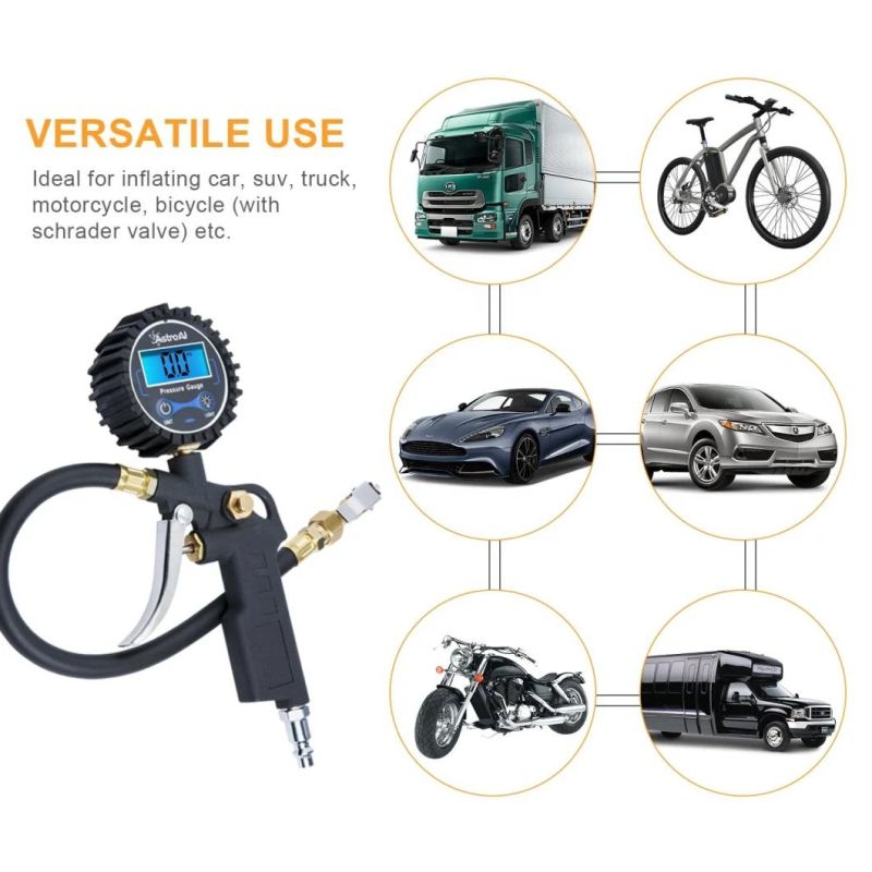 Auto Car Bicycle Tire Pressure Gun with Flexible Hose