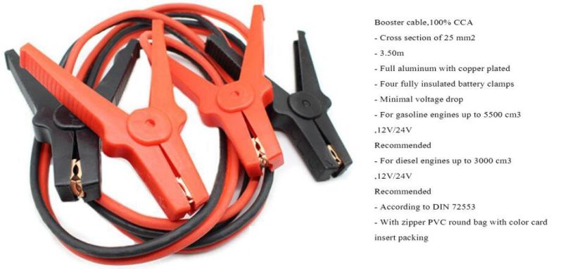 Car Auto Emergency Battery Booster Cable with Clip Clamp Car Jumper Booster Cable