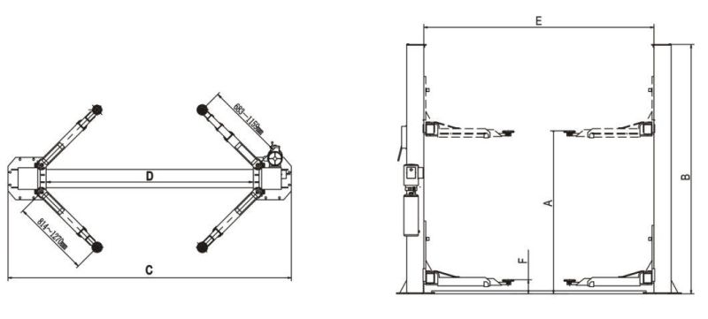 2 Post Hydraulic Lift for Different Wheelbase Car (209X)