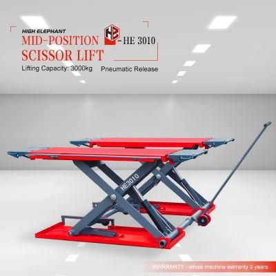 Car Lifter Hydrulic 3000kg MID Rise Scissor Lifting Vehicle Equipment