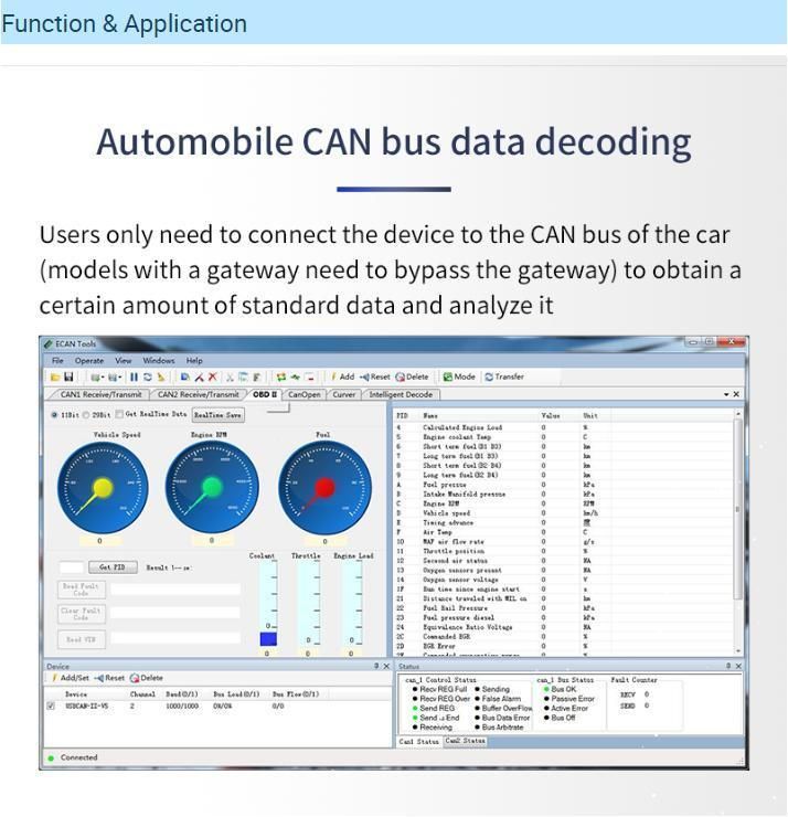 Can-Bus Adapter Engine Analyzer Supports Windows Series and Linux