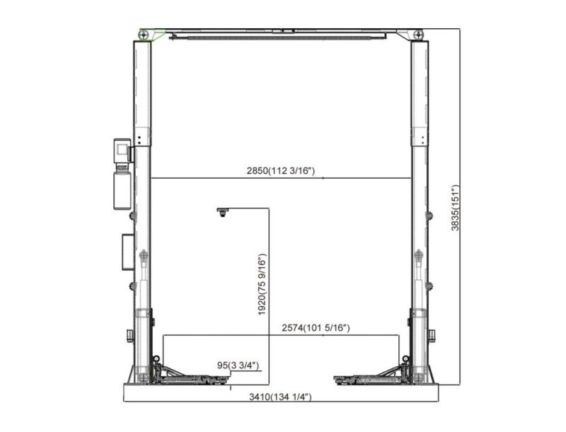 on-7214e Electric Lock Release 4 Ton Clearfloor 2 Post Automotive Lifts