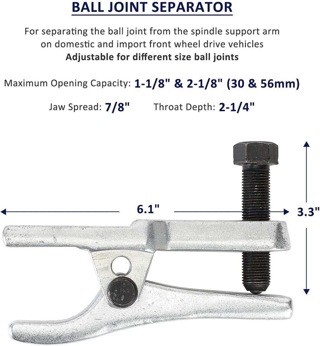 Ball Joint Separator, Pitman Arm Puller, Tie Rod End Tool Set for Front End Service, Splitter Removal Kit