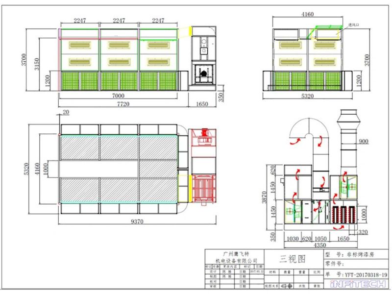 Paint and Bake Cabin with Ceiling Opened for Handling by Overhead Crane