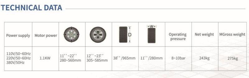11′ ′ ~22′ ′ Car Tyre Changer Garage Equipment Semi Automatic Tire Changer Assistant Arm