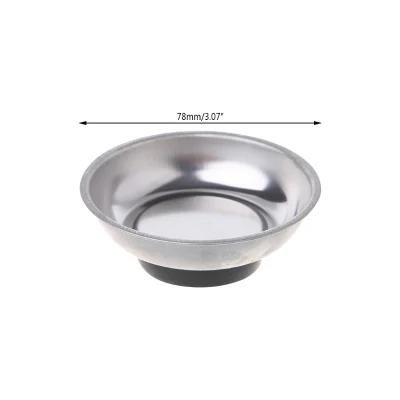Stainless Steel Garage Holder Tool Organizer Round Magnetic Parts Tray Bowl Dish