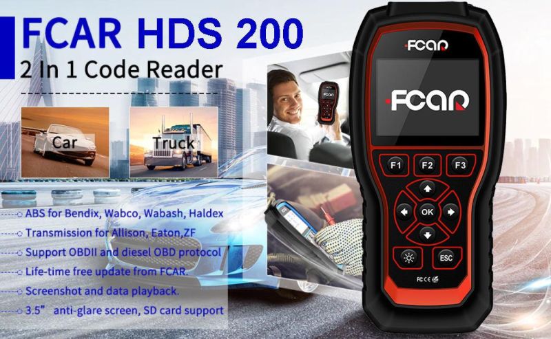 Fcar Hds 200 Car OBD2 Diagnostic Scanner Portable Auto OBD Engine ABS Code Reader Free Update for Truck Repair Professional Tool