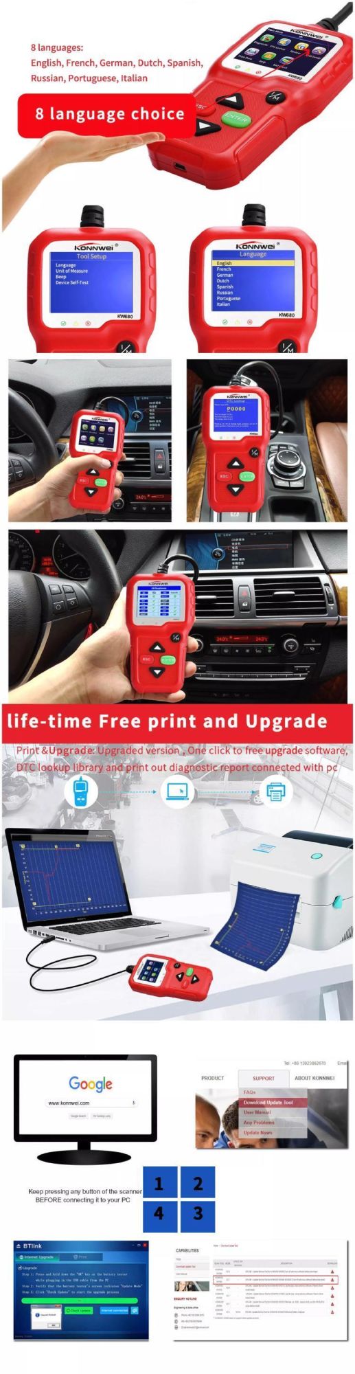 12V Cars Professional Universal Auto Diagnostic Scanner OBD2 Scann Diagnostic Tool