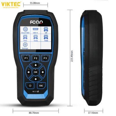 Viktec Heavy Duty Diesel Scan Tool Heavy Truck and Car 2 in 1 OBD2 Automotive Diagnostic Scanner for Isuzu Ud Hino Fuso (VT17516)