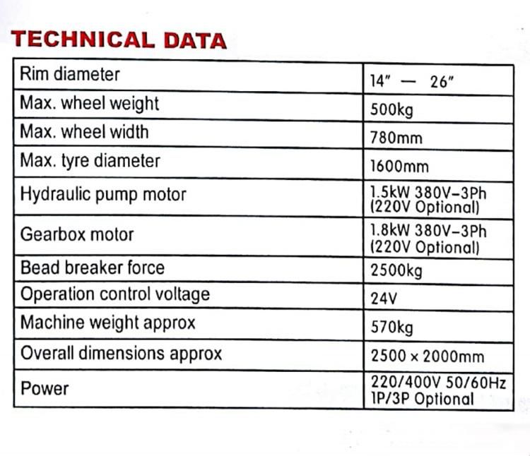 Tyre Changer Machine / Manual Tyre Changer Machine/ Tire Changer