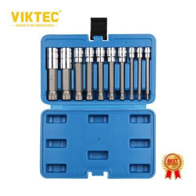 New 10PC Xzn Triple Square12 Point Spline Star Bit Set Long Style (VT01910B)