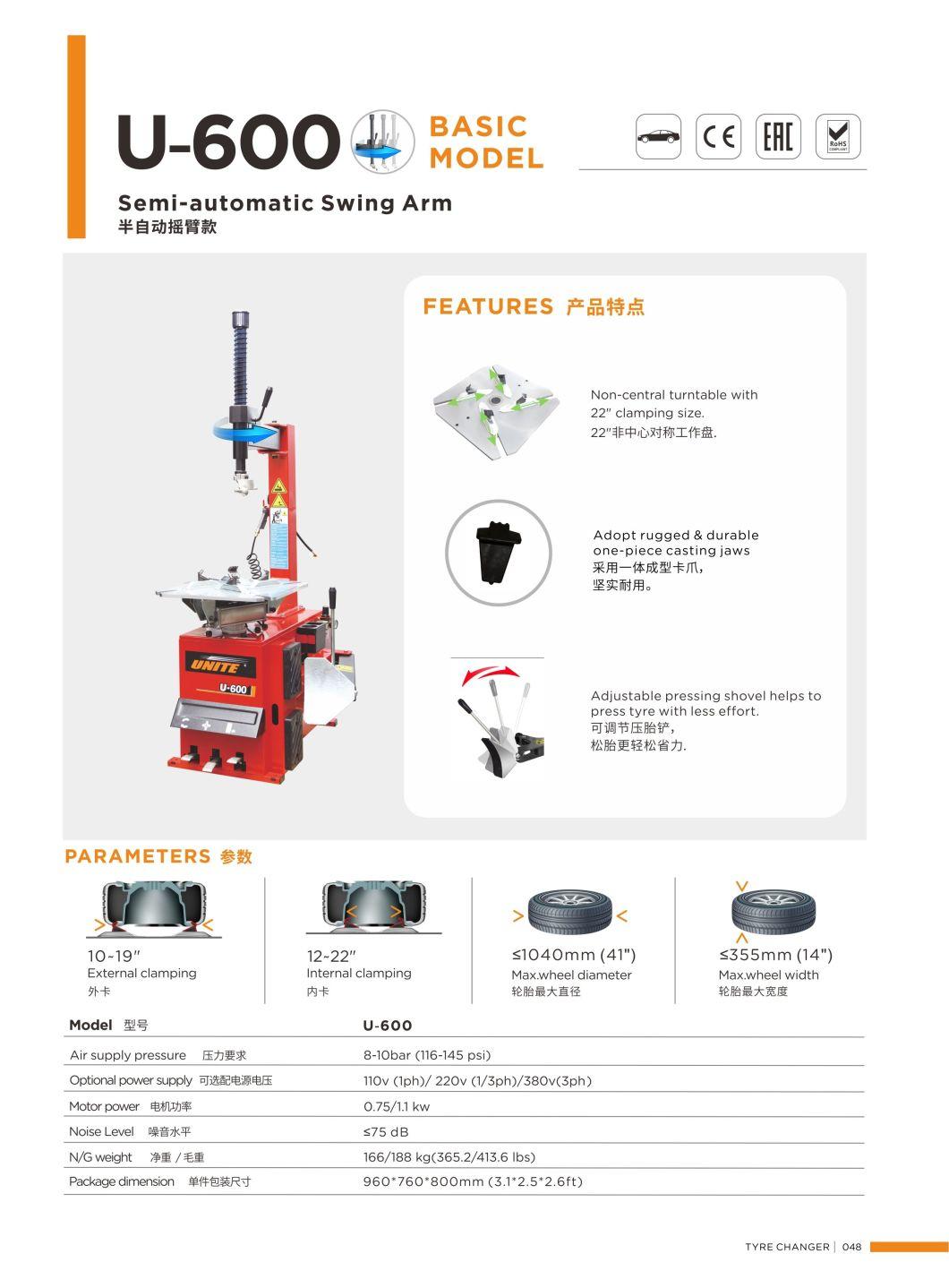 Unite Tire Changer Semi-Automatic Swing Arm Low Price Tyre Changer for Sale U-600