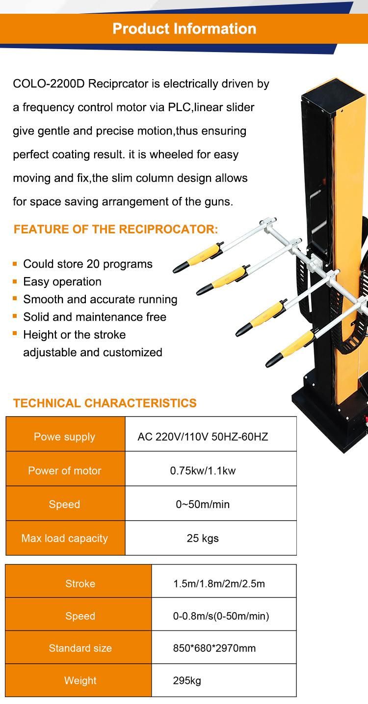 Professional Electrostatic Powder Coating Reciprocator for Powder Coating Gun