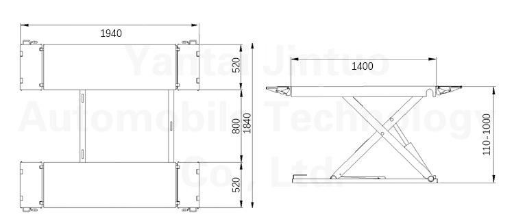 Factory Price Movable MID Rise Scissor Car Lift with Pneumatic Unlock