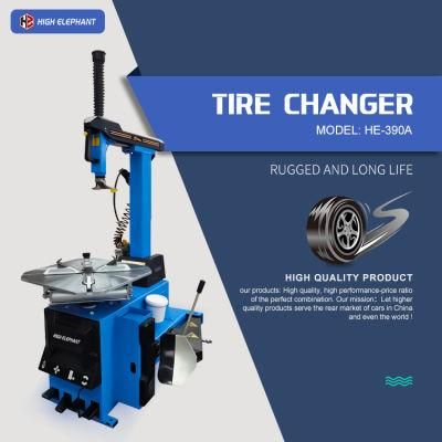 Tire Changer with Bead-Pressing Device and Low-Profile Tire Without Aid Arm