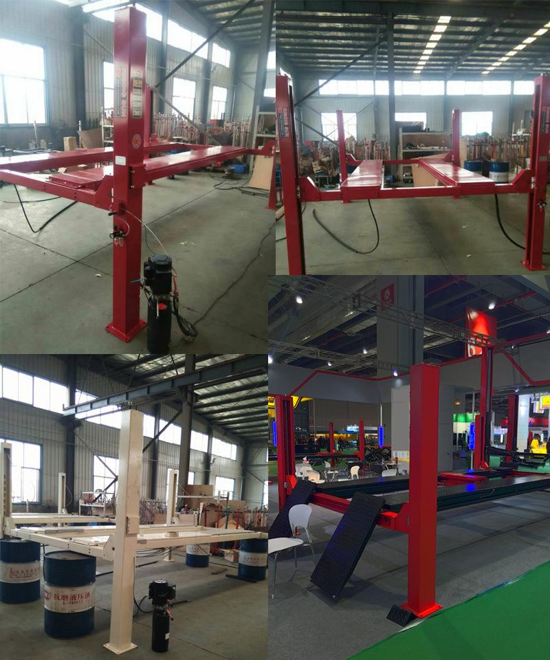 Four Post Hydraulic Release Car Elevator Lift for Workshop Equipment