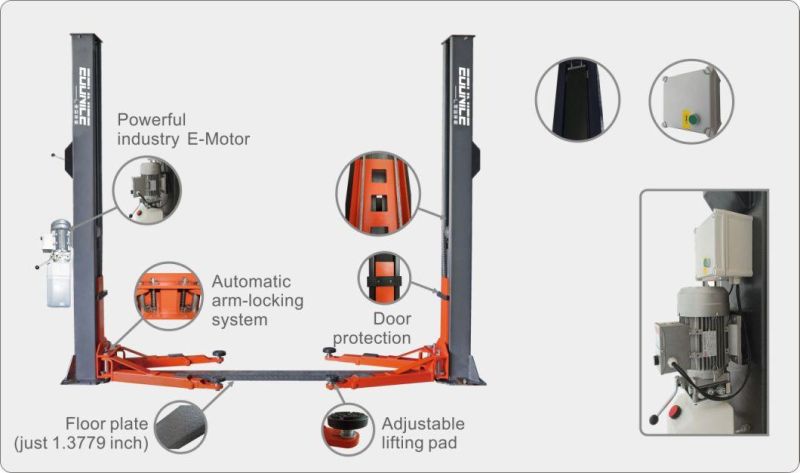 Hydraulic Thin Plate Car Repair 2 Post Lift Auto Car Hoist