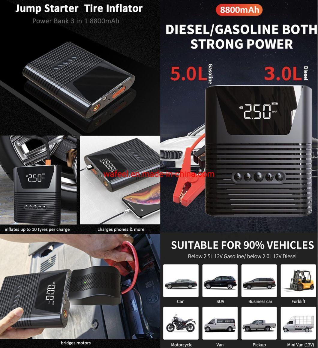 12V Emergency Auto Battery Booster, Car Battery Jump Starter with Tire Inflator Air Compressor