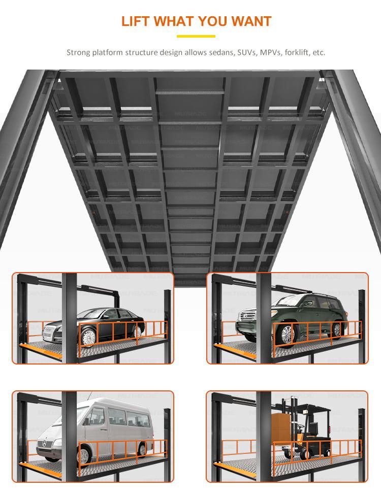 4 Post Platform Four Post Vehicle Elevator Hydraulic Car Lift