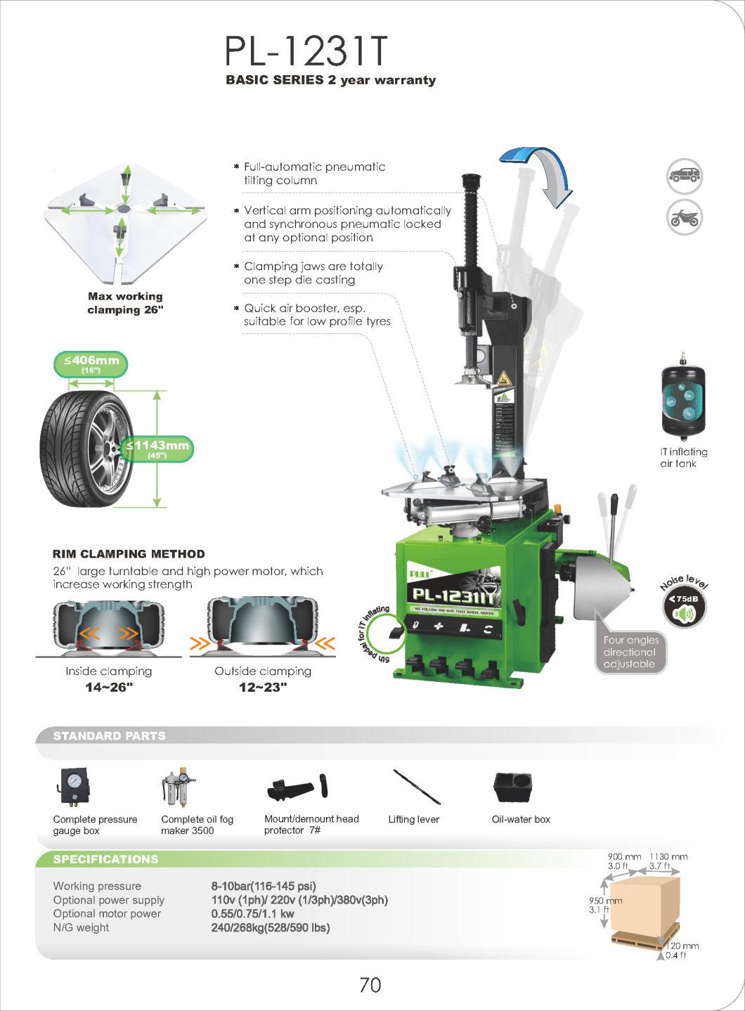 Puli New Full Automatic Tilting Tyre Changer CE Price Pl-6031it Auto Maintenance Repair Equipment on Sale