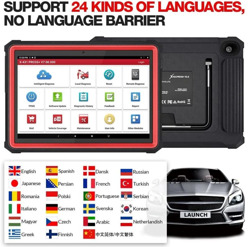 Launch X431 PRO3s+Hdiii, Diesel&Gasoline Bidirectional Diagnostic Scan Tool, Cars&Heavy Duty Trucks All Systems Scanner, Key Program, ECU Coding, 50+Service