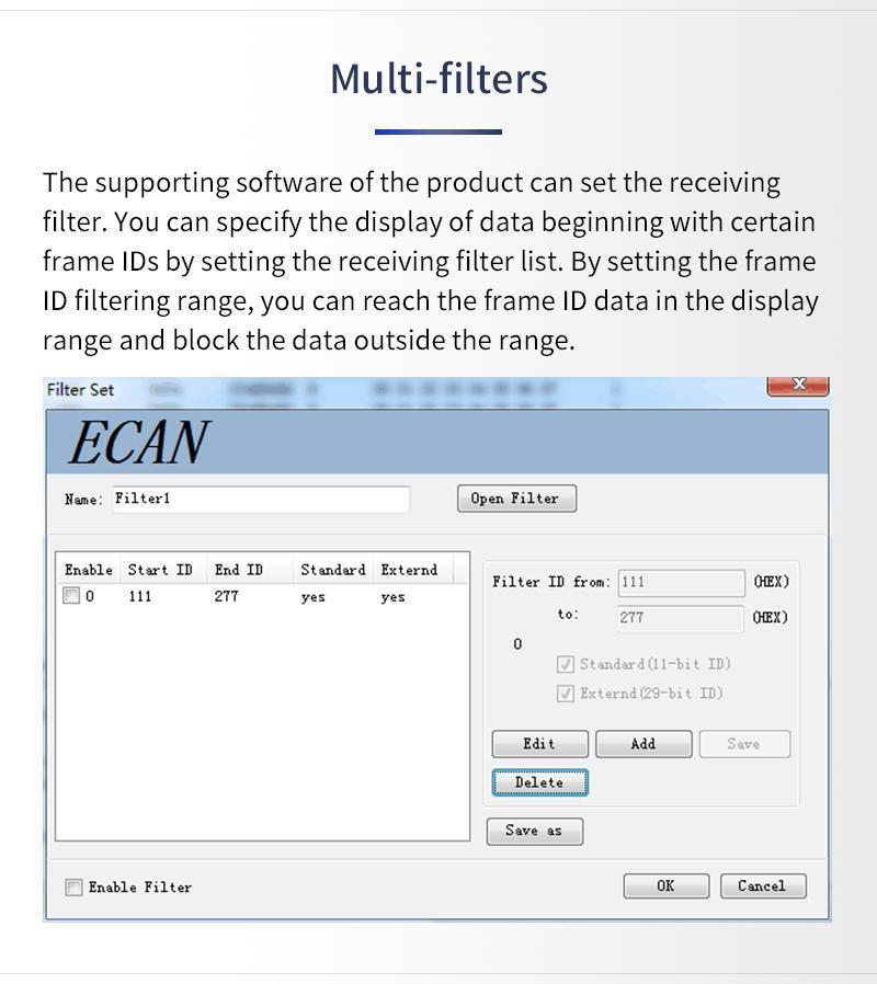 Support Ecantools Test Software to Diagnose Automotive Usbcan-OBD