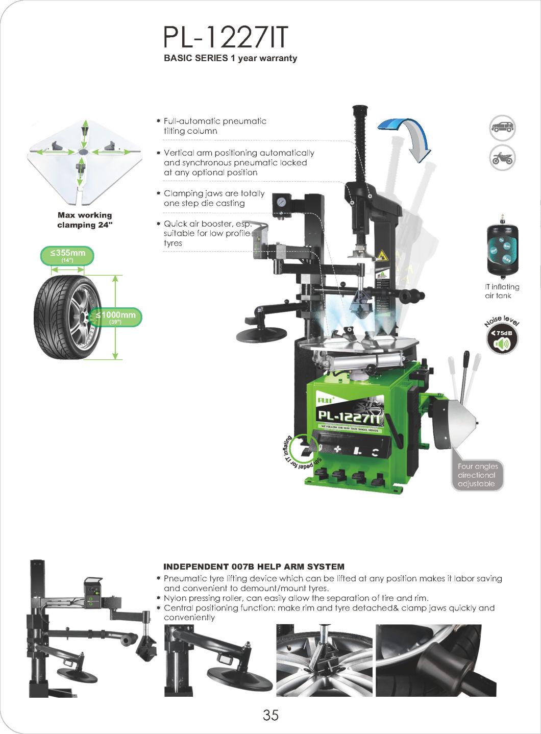 Puli Full-Automatic Tilting Arm Tire Changer CE Pl-1227it Machine Economical Price Automatic Car Workshop for Sale