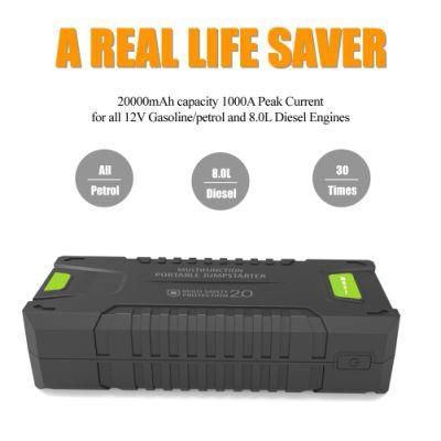 1000A Peak Current 20000mAh 12-Volt Portable Auto Jump Starter