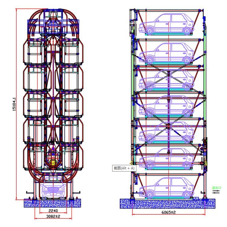 Multi Level Rotary Vertical Parking System with CE Certification