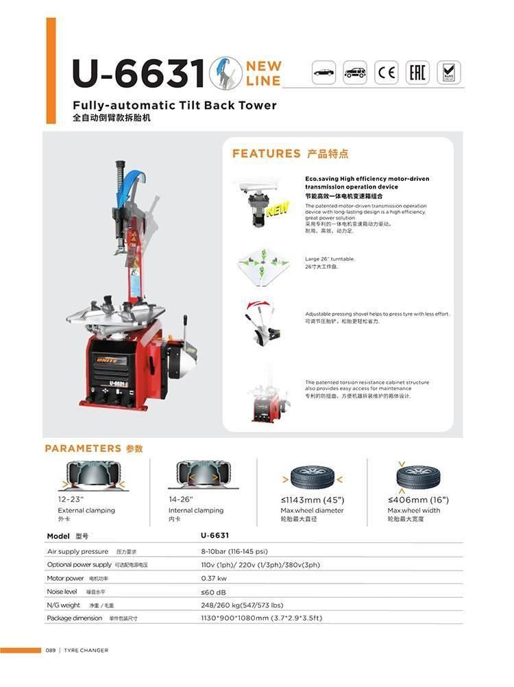 Unite Full Automatic Tyre Changing Machine for Automotive Maintenance Tire Changer U-6631